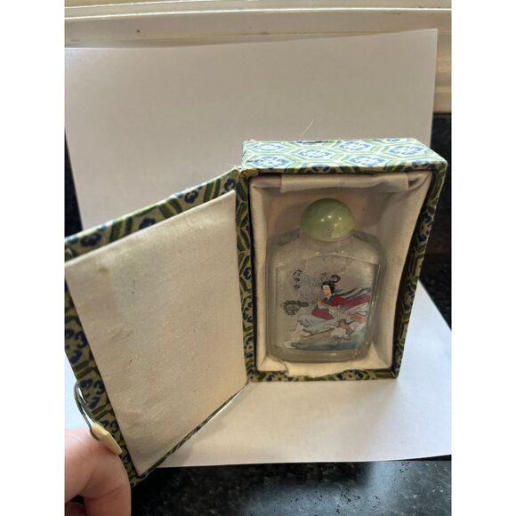 Vtg Double Sided Reverse Glass Painting Chinese Snuff Bottle Glass Signed - Picture 3 of 9